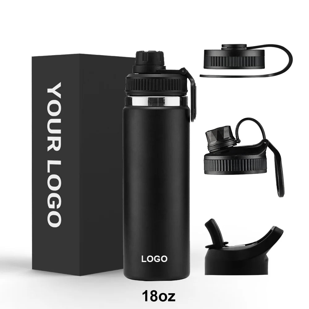 Dishwasher Safe Stainless Steel Flask Double Wall Vacuum Insulated Sports Gym Water Bottle with Handle