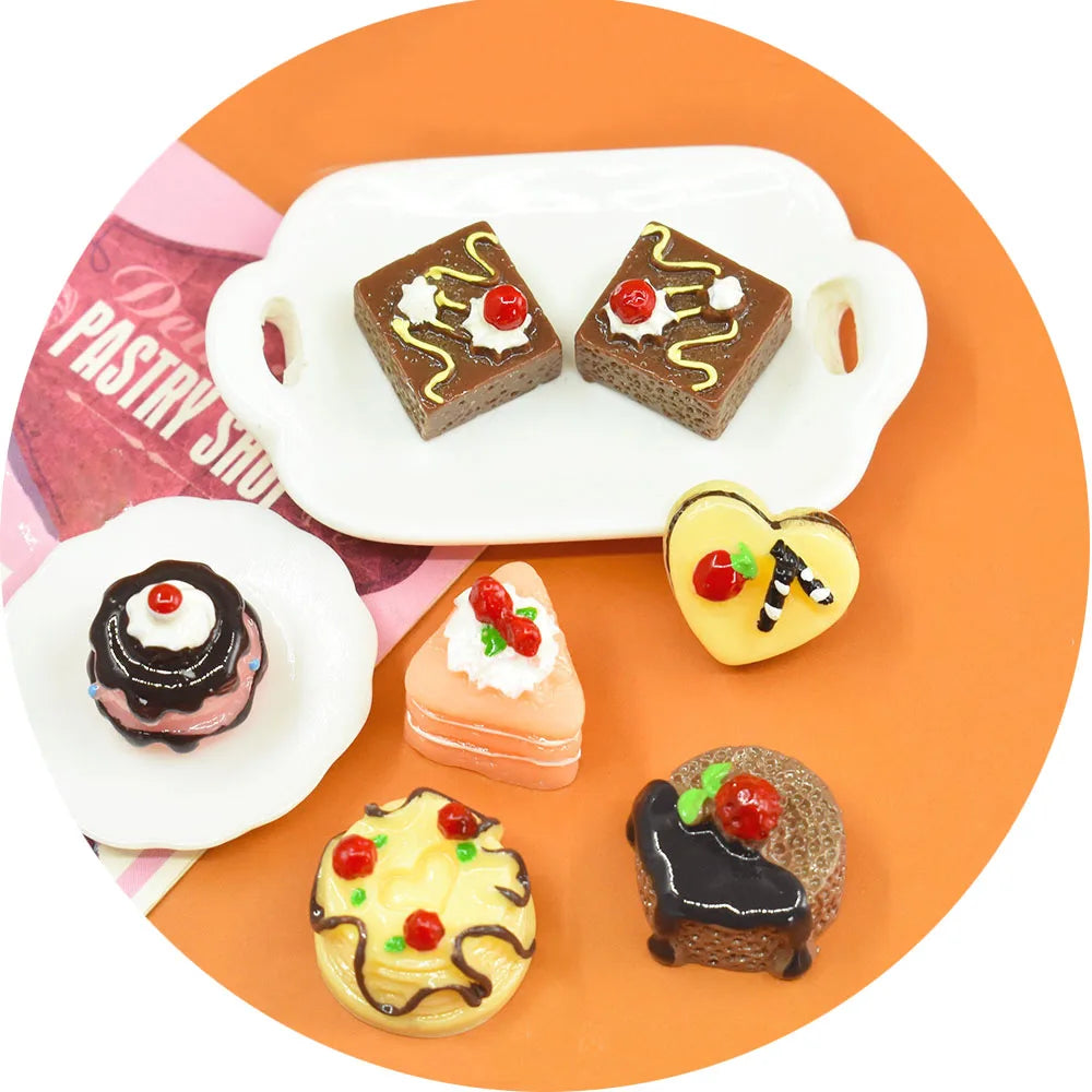 Popular 3D Cake Resin Food Cabochon Doll House Miniature Food Toy for DIY Earrings Pendant Phone Case Decoration Accessories