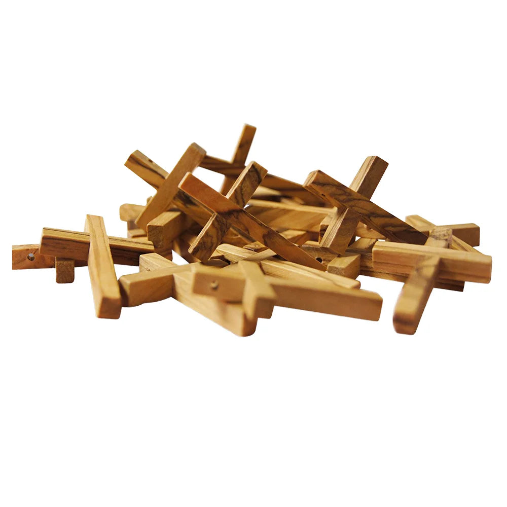 Manufacture Wood Clinging Cross Fine Prayer Wooden Cross First Communion Gift for Boys and Girls Single Cross Sign 50-pieces