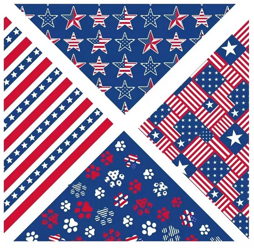 Independence Day Dog American Flag Bandanas-Durable 100% Polyester S/M Sizes Decorative for 4th of July Parties