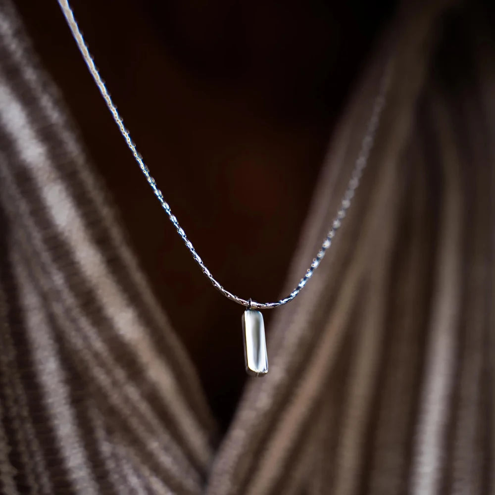 EManco Wire Chain Square Pendant Necklace Fashion Trendy Men's Stainless Steel Bone Chain Simple Jewelry Wholesale