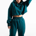 Custom Women's 2-Piece Cotton Pullover Hoodie and Jogger Pants Set Long Sleeve Solid Pattern Winter Sweatsuit Tracksuit