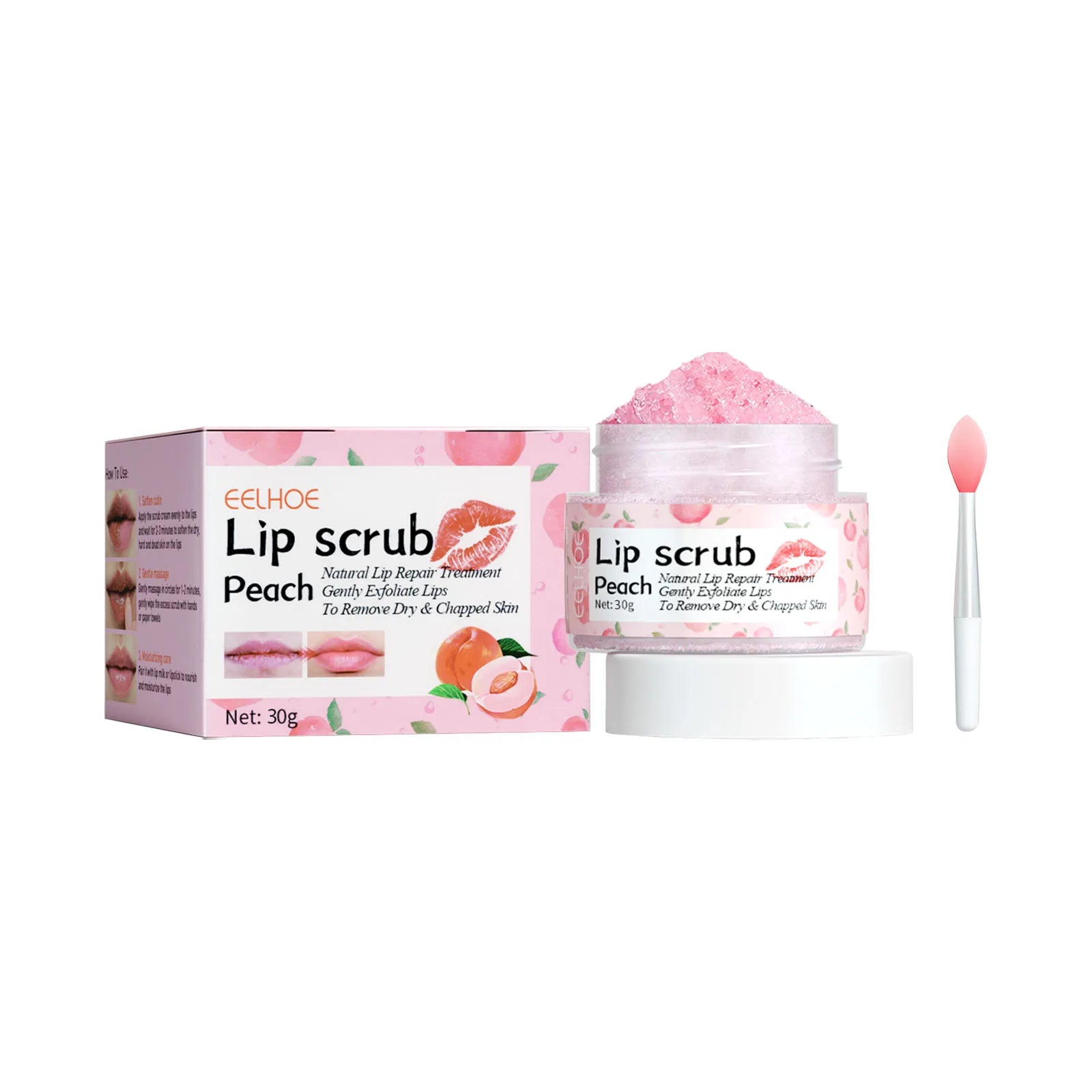EELHOE Peach Lip Scrub Cream  Lighten Lip Lines Moisturizing Exfoliating Dead Skin Glowing Lip and Tender K1