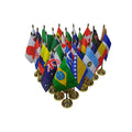 24 Countries Deluxe Desk Flags Set 3inch by 5inch  Miniature American US Desktop Flag with 13" Black Pole