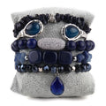 Wholesale Bohemia Women Jewelry 5pcs Cubic Zircon Square Natural Stone Crystal Glass Bracelet Alloy Bangle Stack Bracelet Set