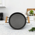 Factory Wholesale High Quality Cast Iron Pancake Skillet Double Ear Wooden Handle Pan