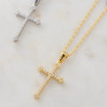 Wholesale Imitation Pearl Zircon Gold Plated Stainless Steel Crystal Cross Pendant Necklace Link for Anniversary Gift Party