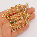 CZ8911  Dainty 18K Gold Plated Zircon CZ  Star Teapot Fork Star Horseshoe Planet Heels Dangle Charms for European Jewelry Making