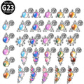 G23 Titanium Labret Flash Film Epoxy Glitter Bling Flat Back Lobe Helix Tragus Earring Cute Internal Thread for Weddings
