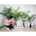 A-1289 Home Plastic Potted Fake Plam Tree PVC Fabric Tropical Artifical Plant Leaf Bonsai Artificial Palm Trees for Indoor Decor