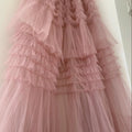 Rose Pink Tulle Net Ruffle Cake Dress Fancy Mesh Net Lace Fabric