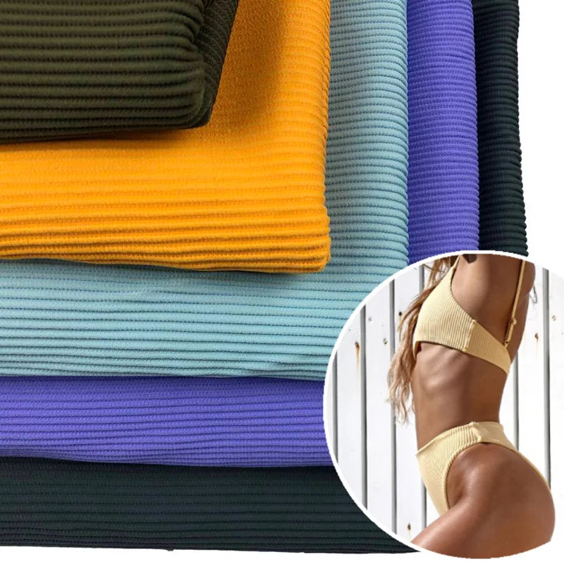 Ottoman Design Swimsuit High Stretch Seamless Tricot Knitting Swimming Wear Spandex Nylon Fabric for Bras and Shorts Wholesale
