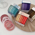 6pcs Boxed Female Ponytail Hair Ties Color Gradient Matte High Stretch Plastic Telephone Wire Hair Rings Simple Hair Claws