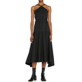 Custom 100%Cotton Casual Black Dress Sleeveless Halter A-Line Pleated Irregular Prom Maxi Dresses Women Dress Manufacturer