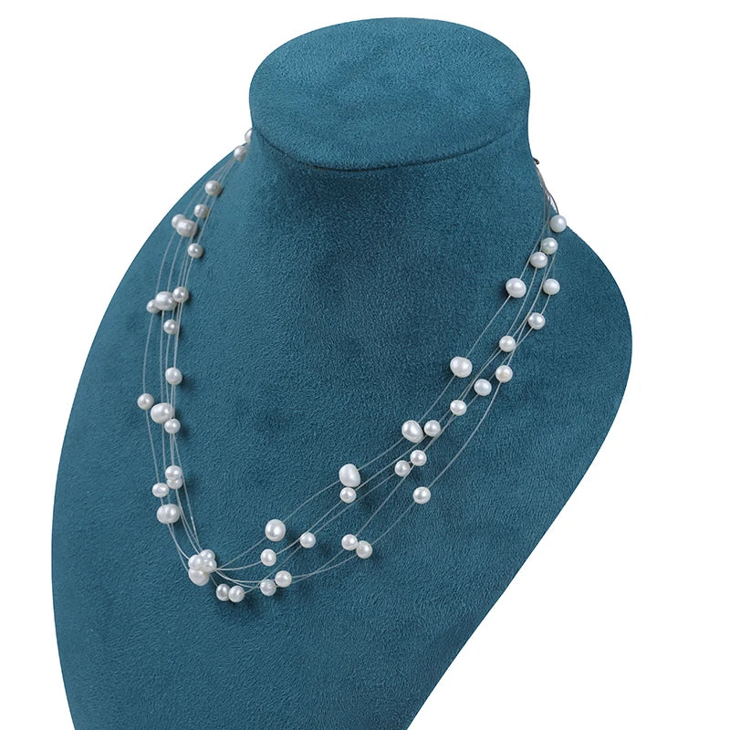 ZHUJI New Trend Womens' Natural Pearl Potato Shape Grade a Necklace