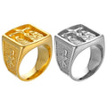 Wholesale Punk Rock 18k Gold Plated Crossing Ring Casting Cross Faith Rings Stainless Steel Signet Cross Rings for Men Jewelry