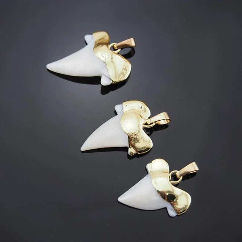 PM13841 Shell Shark Tooth Shark Pendant Gold Tooth Pendant Gold Plated Shark Tooth Shape Gold Plated Shell Pendant