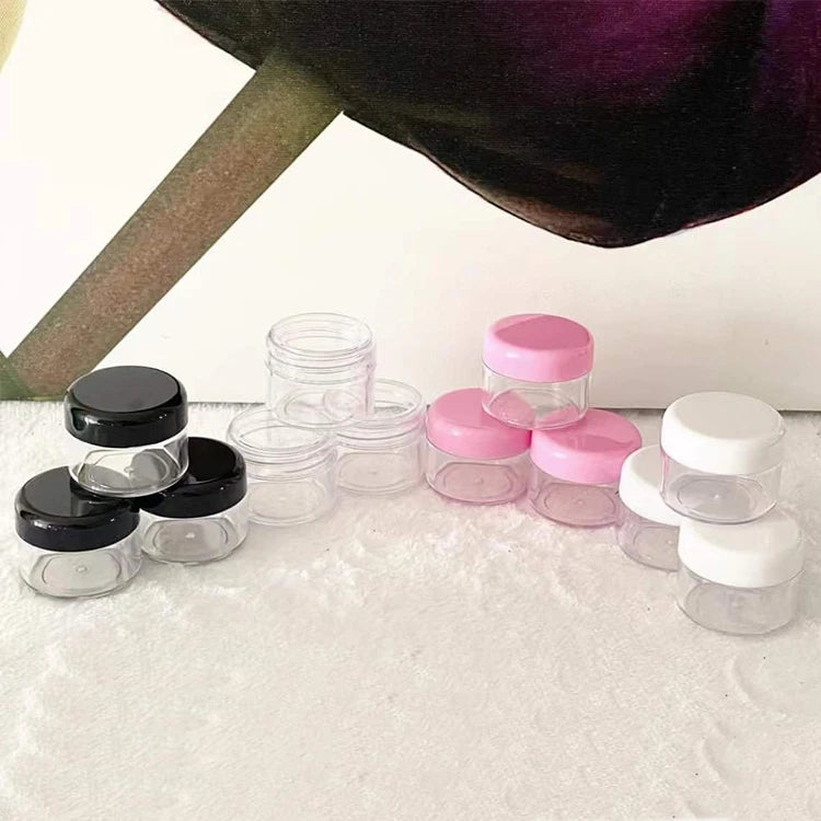 Custom Silk Printing PS Small 15ml 5g 15g 20g Empty Colorful Plastic Black PINK Sample Cosmetic Cream Jar