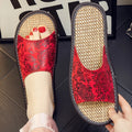 Summer Indoor All-Season Retro Paisley Style Leather Vamp PU Slippers