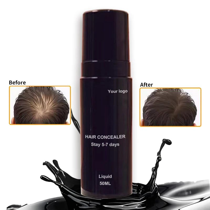 Custom  Plant Based Instantly Scalp Hair Thickener Fuller Look Scalp Loss Baldness Black  Liquid Hair Concealer  5-10 Days
