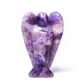 Hongzhuo Gemstone Amethyst Angel Statue Hand Carved Semi-Precious Craft 7.5 cm Crystal Angel for Decor Healing Reiki Crafts