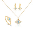 Fine Jewelry Jewellery Dubai 925 Sterling Silver 18K Gold Plated Enamel Evil Eye Choker Pendant Jewelry Sets