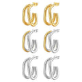 Stainless Steel Hoop Earrings Jewelry for Women 18K Gold Plated Huggie Statement Earrings