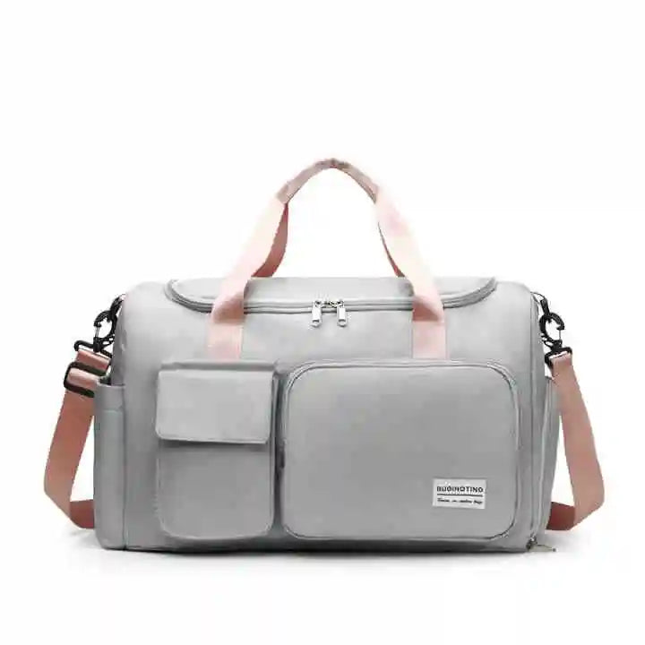 Wholesale Custom Logo Unisex Sport Weekender Overnight Bag Portable Nylon Zipper Closure Travel Tote with Wet Shoe Pocket