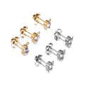 3mm/4mm/5mm Wholesale Rhinestone Stainless Steel Earring Backs Post Ear Stud Pin Post with Loop Earring Findings Accessories