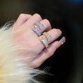 Luxury 18k Gold Plated Wedding Crystal Finger Ring Women Jewelry Iced Out Silver White Gold Plated Cubic Zirconia Tennis Ring