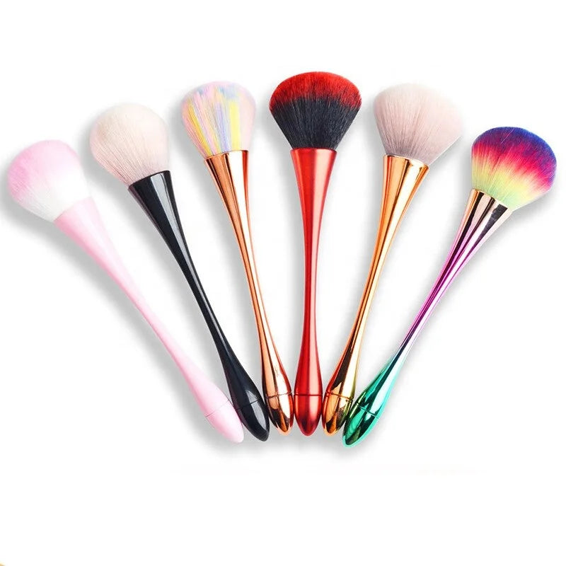 Professional Nail Art Make Brushes 6 Styles Large Gold Powder Cosmetics Face Contour Brochas Colorete Tools Metal Plastic