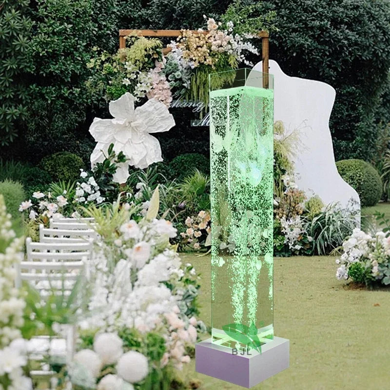 Indoor or Outdoor Multi Color Glowing Led Dancing Fountain Water Bubble Tube Flower Pillars Home Wedding Party Show Decoration