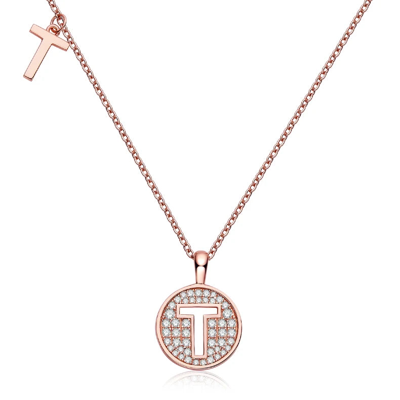 OZM Abiding Custom Gold Plated the Letter T Designs 925 Sterling Silver Moissanite Stone Women Necklace With Letter Pendant