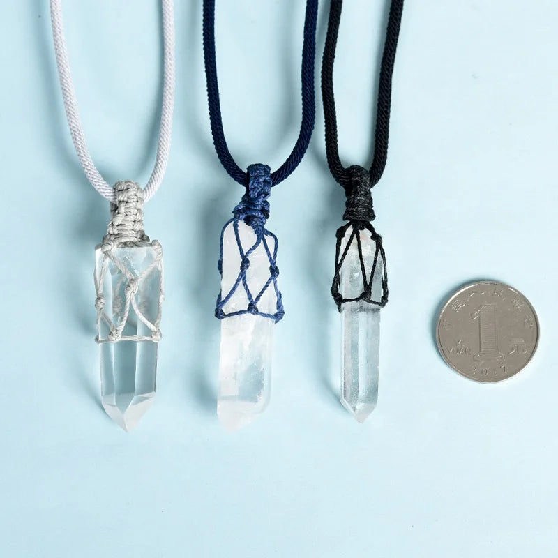 Bulk Wholesale Wire Wrapped Natural clear Quartz Raw Crystal Point Pendant Necklace for Healing