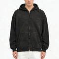 Custom Men's Distressed Jersey Streetwear Full Zip Hoodie Fade Wash Ripped Embroidered Techniques 100% Cotton Digital for Winter