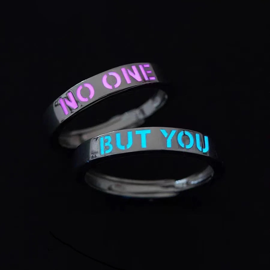 Anillo De Acero Inoxidable but YOU NO ONE Luminous Couple Ring Men and Women Glow in the Dark Lover Ring for Valentine's Gift