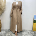 Jacquard Knitted Cardigan Muslim Women Cold Weather Kaftan Long Sleeve Modest Open Abaya With Side Pockets