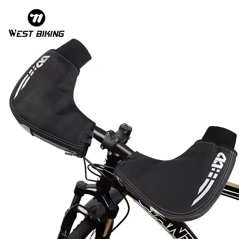 WEST BIKING Winter Thermal Velvet Bicycle Handlebar Gloves Waterproof  Reflective Warm Mittens MTB Riding Motorcycle Gloves