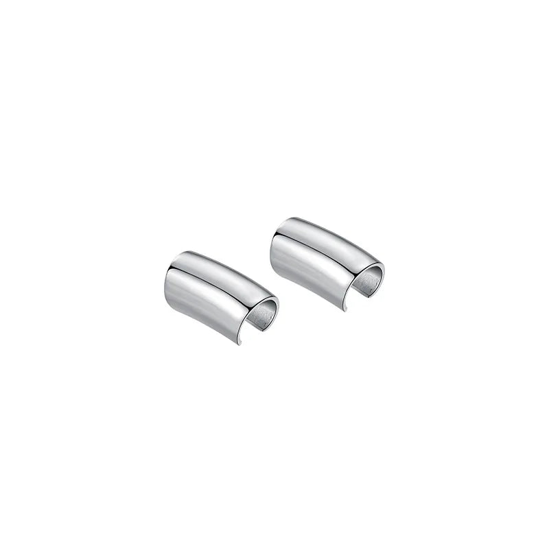 Wholesale Girls Trendy 925 Sterling Silver Glossy Round Cuff Earrings for Women Gifts