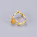 INS 316L Stainless Steel 18K Gold Plated Open Flower Shaped Finger Rings Simple Titanium Steel Open Adjustable Rose Flower Ring