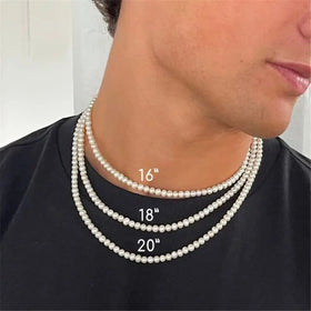 Wholesale Multisize Single Layer Pearl Necklaces Set Fashionable Round Pearl Bead Choker Bracelet for Men Boys Jewelry
