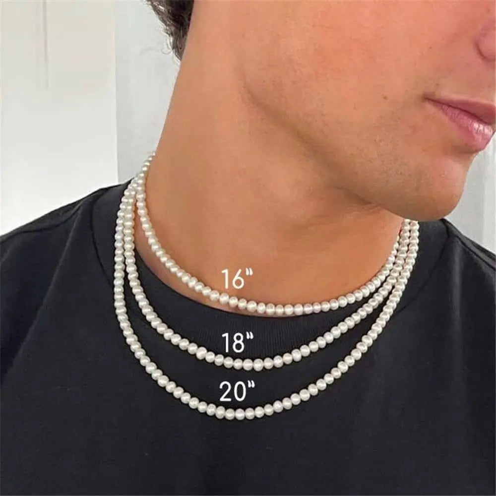 Wholesale Multisize Single Layer Pearl Necklaces Set Fashionable Round Pearl Bead Choker Bracelet for Men Boys Jewelry