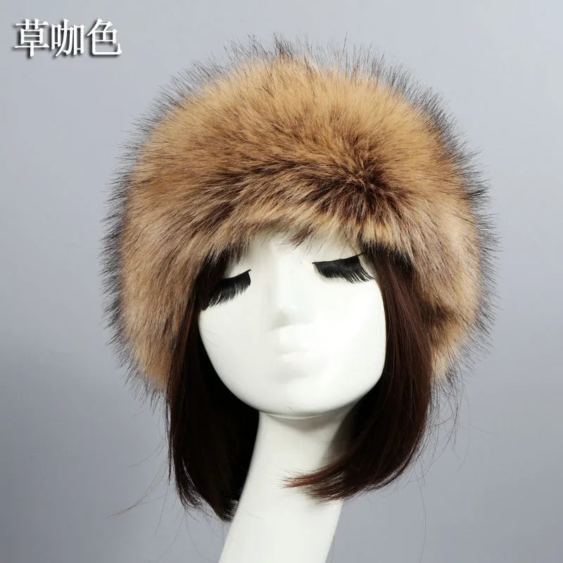 Faux Fur Hollow Hat Headbands High Quality Wholesale Winter Womens Russian Warm Faux Fur Hat and Headbands