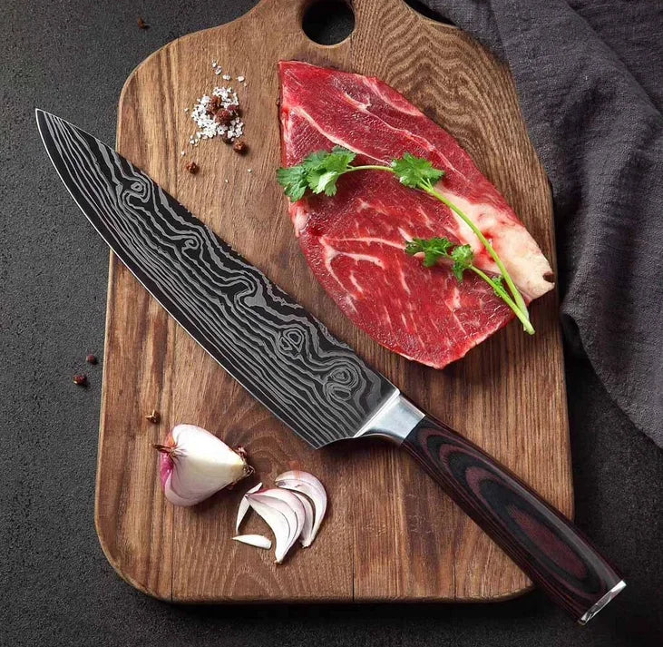 Hot Selling Naixin NX-1001-3 8-inch Handmade Damascus Chef Knife Stainless Steel Wood Handle Ambidextrous