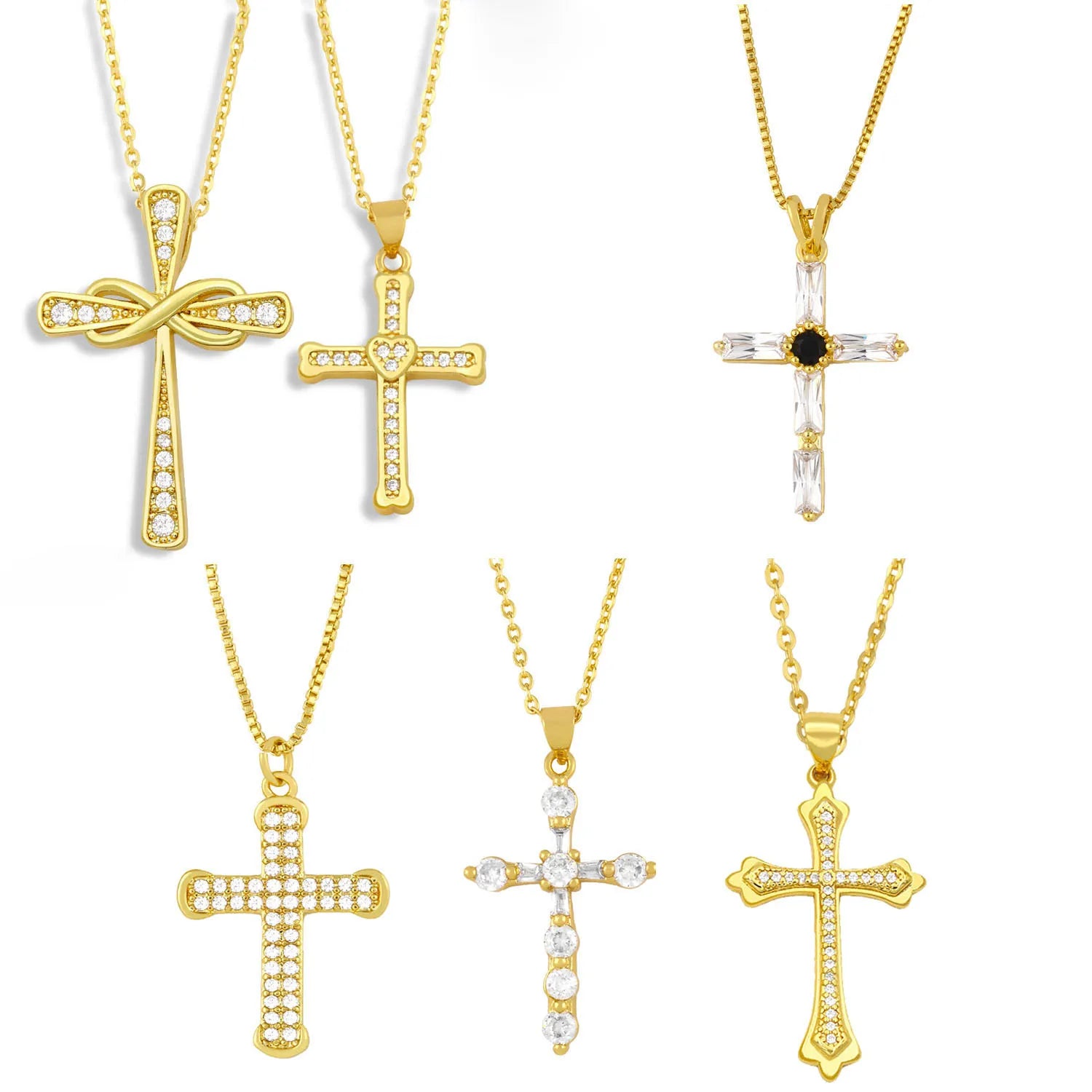 NZ1210 New Model CZ Diamond Mirco Pave Charms Cross Pendant Necklaces Christian Religion Jewelry Gift for Men Lady