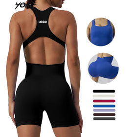 YOKE Summer Ribbed Girls Playsuits Bodysuits One Piece Short Jumpsuit Workout Jumpsuit for Women