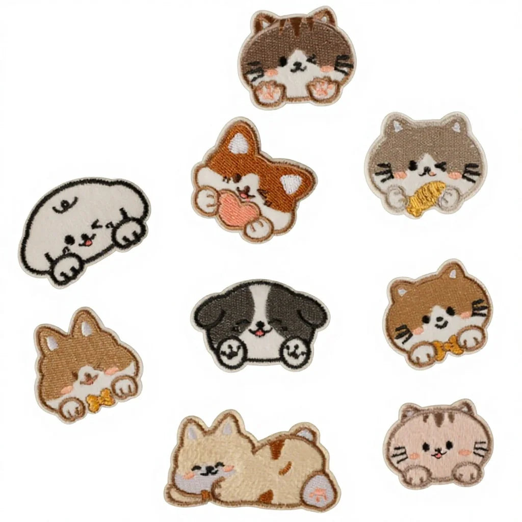 Self Sticker Embroidered Iron-On Eco-Friendly Cute Cat Dog Pet Patches for Hat Clothing Decoration