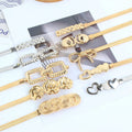 Wholesale Girl Elastic Stretch Waist Belt Flower Leaf Metal Wedding Chain Belt Rose Golden Elastic Cuff Belt Women