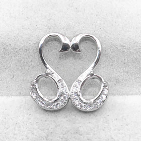Sterling Silver 5*7mm Semi Mount Pendant Empty Frame Blank Support Setting S925 Base Holder Without Center Stone for DIY Inlay