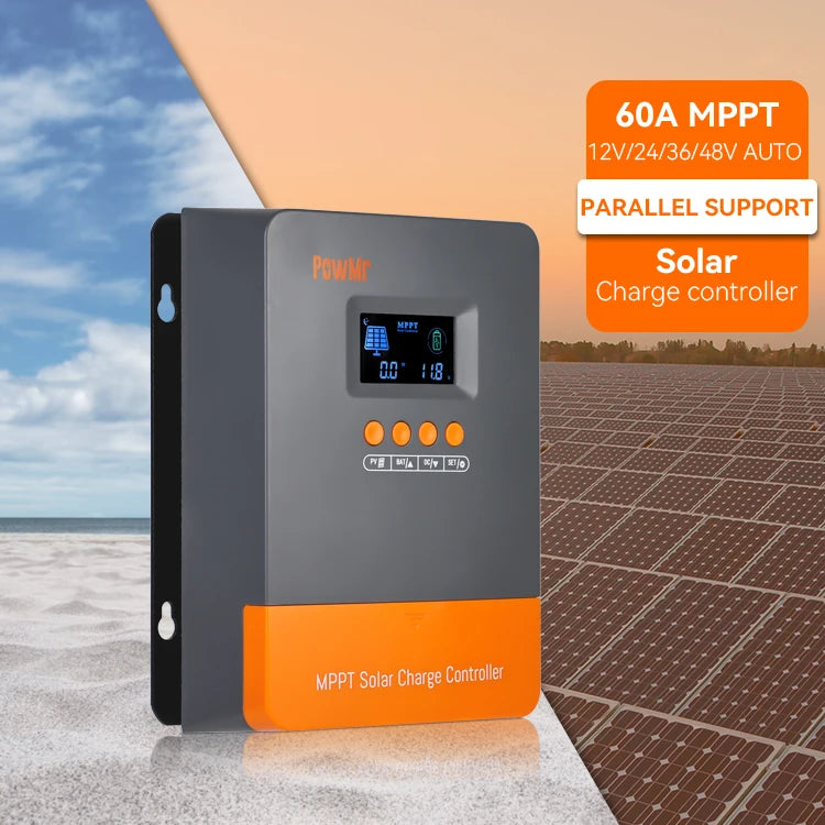 PowMr 60A Solar MPPT Charge Controller Compatible with 12V/24V/36V/48V Energy Storage Systems